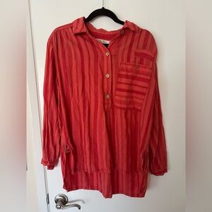 We The Free Coral Striped Top